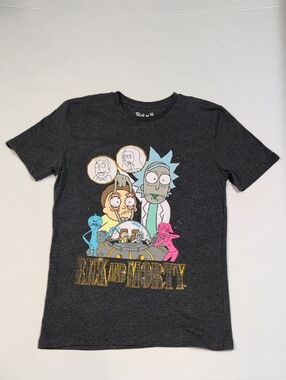Rick and Morty Men's Graphic Tee in Dark Heather Gray Size Small